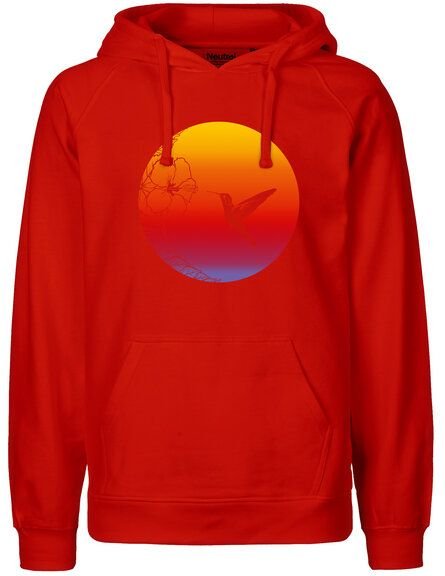HANDGEDRUCKT "Kolibri" Männer Hoody aus reiner Biobaumwolle (kbA)
