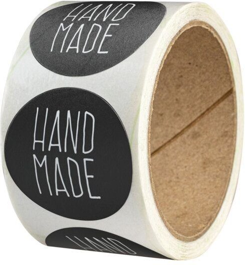 Fines Papeterie 50 Aufkleber * Handmade with Love * verschiedene Motive * 4cm rund * auf Rolle * Naturpapier
