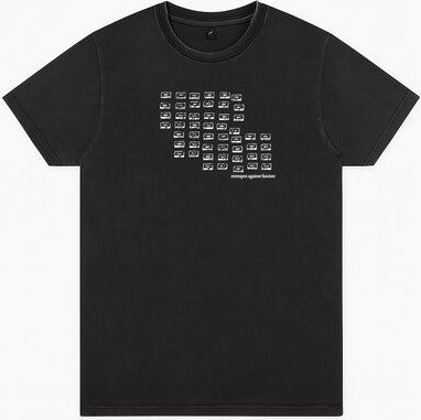 ilovemixtapes Unisex T-Shirt „Mixtapes Against Fascism“ – Bio-Baumwolle, Stone Washed Sage Green, Denim Blue & Black, Fa...