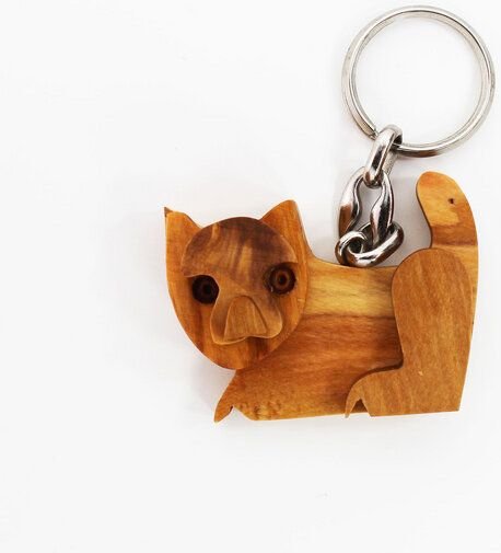 Mitienda Shop Schlüsselanhänger aus Holz - Katze