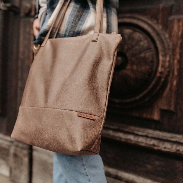 BOWLEANIES TASCHEN Shopper & Umhängetasche aus Lederfaserstoff mit Reißverschluss