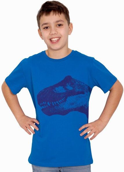 HANDGEDRUCKT "T-Rex" Kinder T-Shirt reine Bio Baumwolle (kbA)