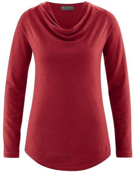 HempAge Langarmshirt mit Wasserfallkragen Hanf/Lyocell