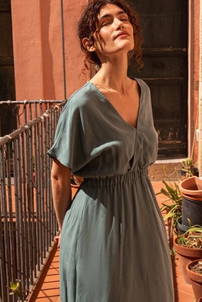 WiDDA berlin KIMONO Kleid in Aqua, Terra oder Maisgelb - aus Lyocell TENCEL