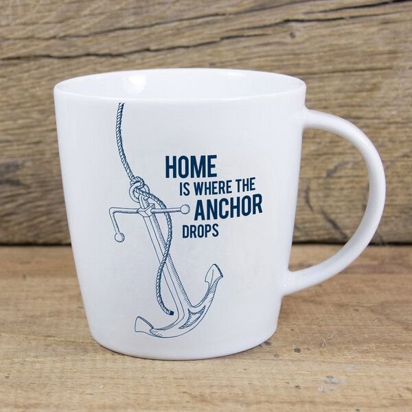 Bow & Hummingbird Großer Porzellanbecher "Home is ..."