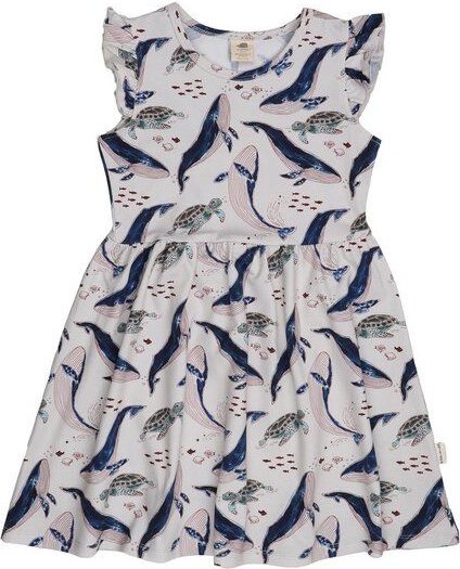 Kinder Kleid GOTS-zertifiziert aus Bio-Baumwolle, Wal- und Meeresschildkröten-Print, ärmellos, leicht – Walkiddy, mariti...