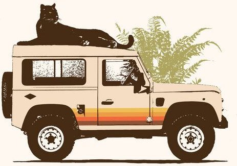 Photocircle Poster / Leinwandbild - Schwarzer Panter auf einem Jeep