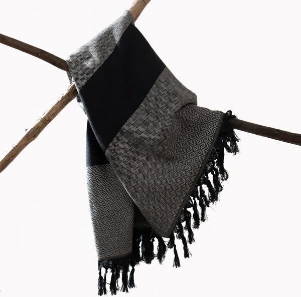 HängemattenGlück Hamamtuch/Strandtuch, handgewebt, flauschig, Bio-Baumwolle, GOTS-zertifiziert, 100x180cm