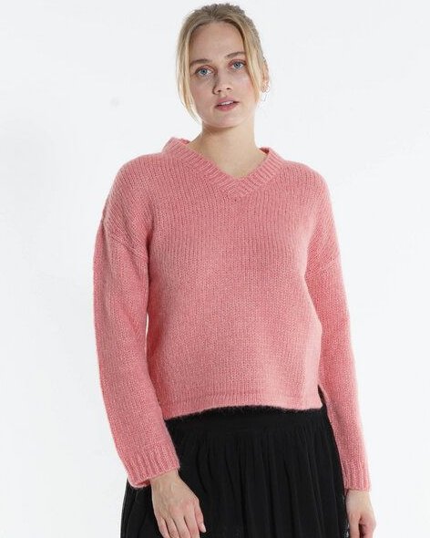 Alma & Lovis Pullover im Alpaka-Material-Mix | Suri V-Neck