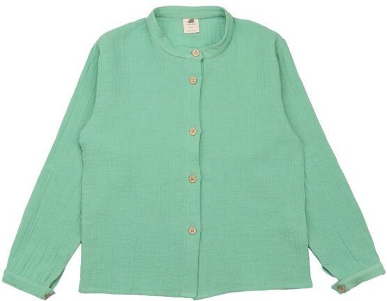 Kinder Hemd GOTS-zertifiziert aus Bio-Baumwolle grün mit Knopfleiste – Walkiddy