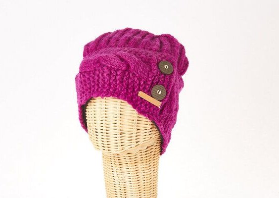 short'n'pietz Schurwollmütze mit Zopfmuster und Holzknöpfen