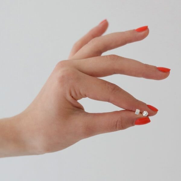 BELLYBIRD Jewellery OHRSTECKER - kleiner Würfel, wasserfest, Silber 925/ vergoldet