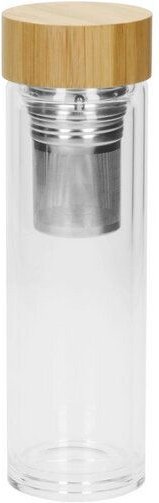 elasto Glasflasche mit Teeeinsatz - dekorativer Deckel 0,45 l