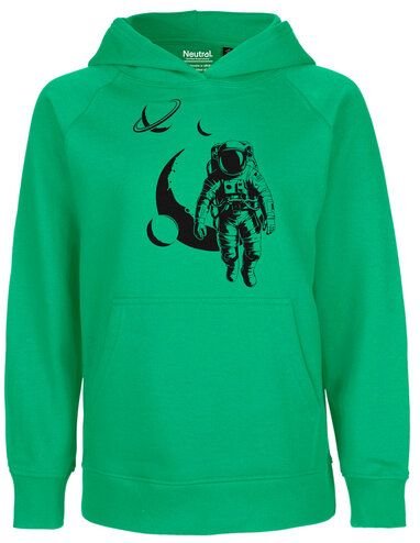 HANDGEDRUCKT "Spacewalk" Kinder Hoody aus reiner Biobaumwolle (kbA)