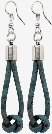 Kork-Deko Stylischer Ohrring in Blau-Denim