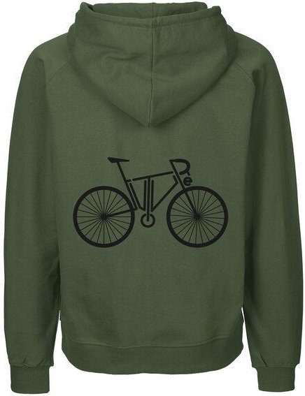 HANDGEDRUCKT "FutureBike" Männer Zip Hoody aus reiner Biobaumwolle (kbA)