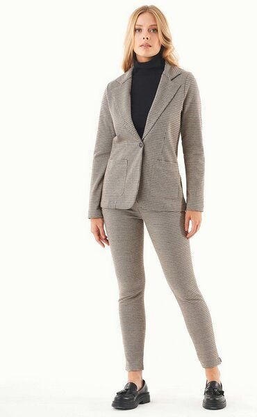 ORGANICATION Blazer aus Bio-Baumwolle-Mix mit Hahnentrittmuster