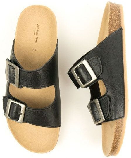 Will's Vegan Shop Zwei Riemen Sandalen mit Fußbett Damen