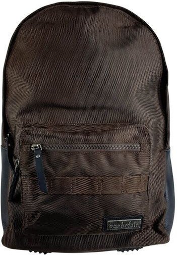 manbefair Klassischer City Rucksack Bergen aus recyceltem Nylon Gewebe und Rinds-Leder