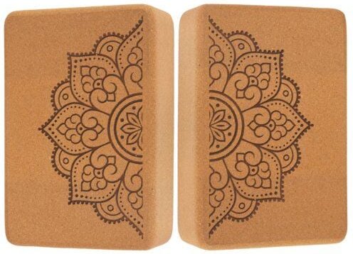 Divasya 2er-Set Yogablöcke aus Kork | mittlere Größe | abgerundete Ecken