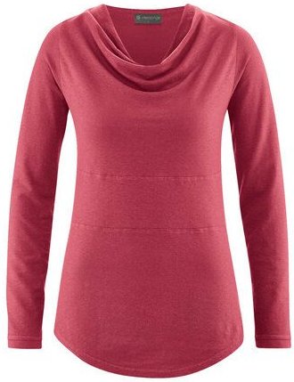 HempAge Damen Langarmshirt mit Wasserfallkragen Hanf/Biobaumwolle