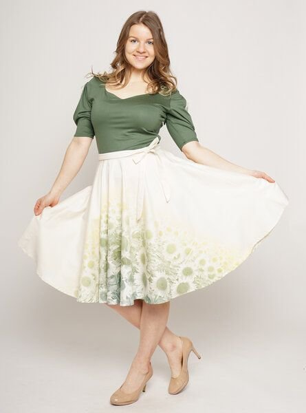 Peaces.bio - handbedruckte Biomode Herzl-Tanzkleid Sonnenblumen