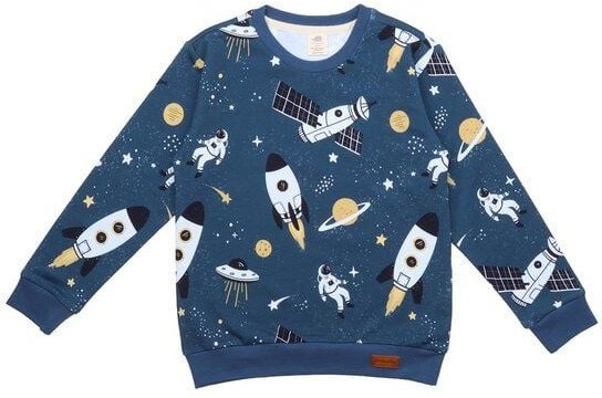 Baby Sweatshirt Bio Space Trip Blau - Walkiddy, GOTS-zertifiziert, 95% Baumwolle, nachhaltig, allergikerfreundlich, umwe...