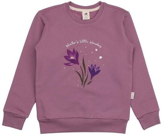 Kinder Sweatshirt GOTS zertifiziert, Bio-Baumwolle, altrosa, „Snowdrops“, Blumen-Print, weich & bequem – Walkiddy