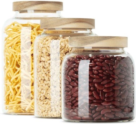 Econovo Große & kleine Vorratsgläser | 900 - 1600ml (Set 3-tlg.) | Kollektion Oval