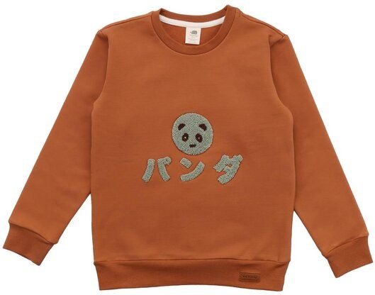 Kinder Sweatshirt GOTS zertifiziert – Braun mit Pandamotiv, weich & bequem | von Walkiddy