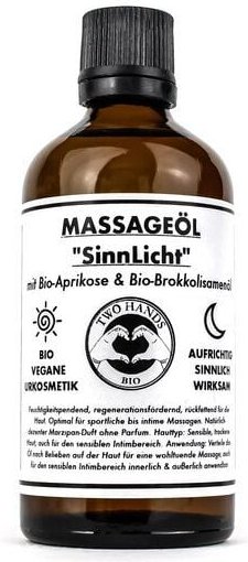 Two Hands BIO Massageöl „SinnLicht“ mit Bio-Brokkolisamenöl - Intimmassageöl - Bio-Vegan