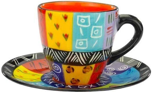 Kapula Candles Multicoloured Ethnic - Kaffeetasse Abeni mit Untertasse - Kapula Keramik