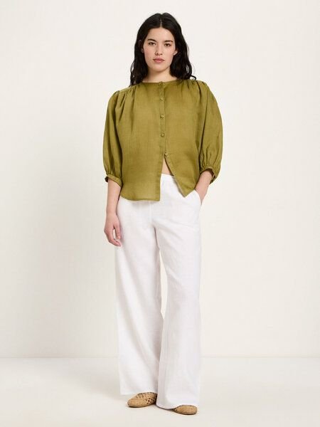 LANIUS Bluse mit Kräuseln aus Ramie