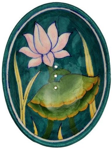 TRANQUILLO Blue Pottery Seifenschale von Hand geformt und bemalt