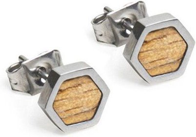 BeWooden Hexagon Ohringe - Holz und Edelstahl Kombination - Verschiedene Farbvarianten