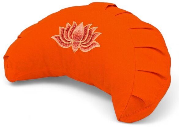 BAGHI Meditationskissen Halbmond kräftige Farben mit Lotus Bestickung im Farbverlauf Bio-Baumwolle kbA