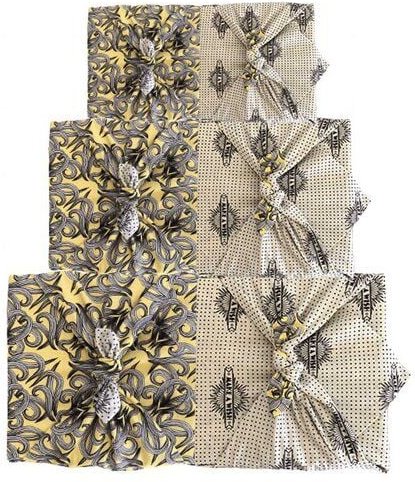 FabRap Gift Wrap Wiederverwendbare Geschenkverpackung Furoshiki - FabRap Set mit drei Größen (doppelseitig)