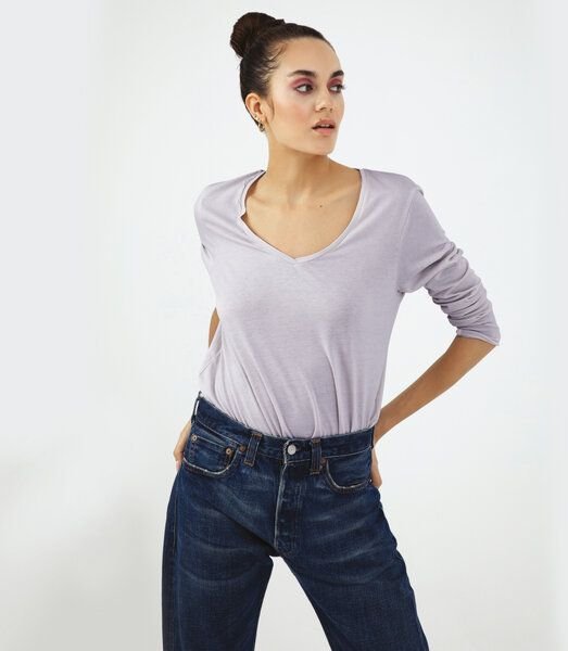 d'Els Esterella Damen V-Neck Langarm T-Shirt aus Single Jersey Bio Baumwolle