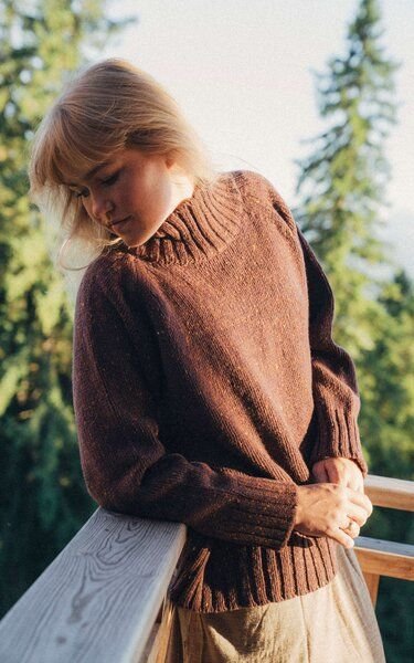 Kopyto TAJRA - Damen Oversize Melange-Rollkragenpullover aus 100% Merinowolle