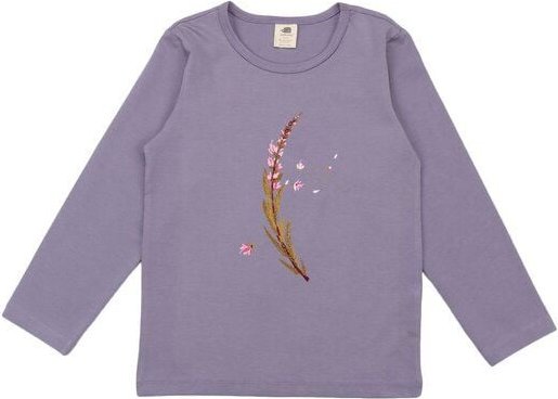 Kinder Langarmshirt GOTS-zertifiziert aus Bio-Baumwolle lila mit Heide-Motiv – Walkiddy