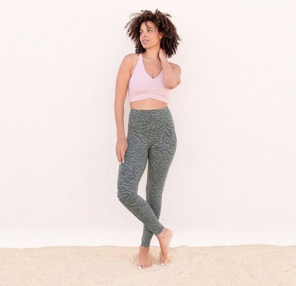 Jaya MALI - Damen - Perfekt sitzende High-Rise Leggings mit Allover-Zebra Print aus elastischer Biobaumwolle mit doppelt...