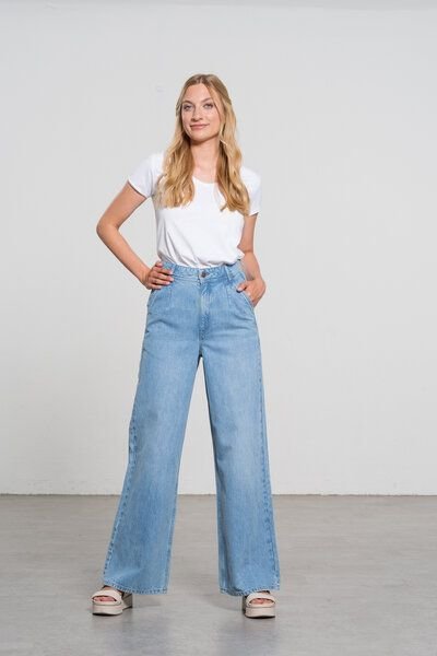 Feuervogl fv-Fyl:la | Wide Leg | High Waist | Pleat | Pure Denim
