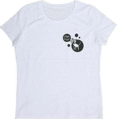 päfjes Miau Miau Katze - Damen Shirt - fair gehandelt - Bio - White