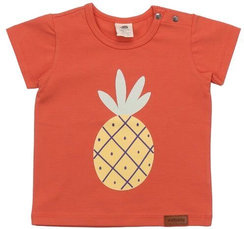 Kinder T-Shirt GOTS zertifiziert Bio-Baumwolle, Orange, Ananas-Motiv, Walkiddy