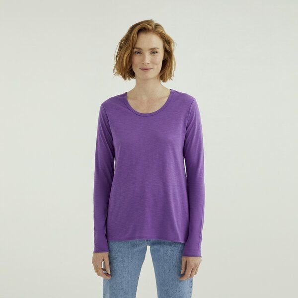 d'Els Miriam Damen Rundhals-Neck Langarm T-Shirt aus Flame Bio Baumwolle