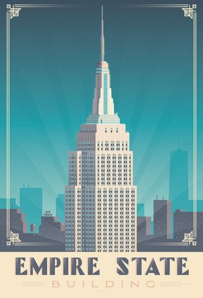 Photocircle Poster / Leinwandbild - Empire State Building New York Vintage Travel Wandbild