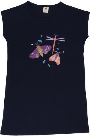 Kleinkinder-Nachthemd Bio Baumwolle Dunkelblau Schmetterlinge Walkiddy