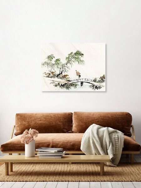 Photocircle Poster / Leinwandbild - Ein Mann überquert die Brücke von Kōno Bairei