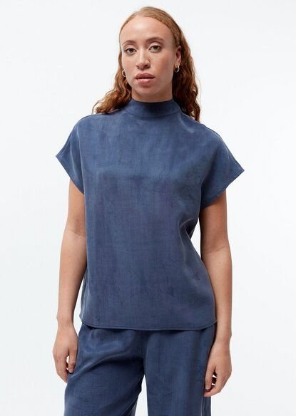 Givn Berlin Kurzarmbluse GBLETIZIA mit Stehkragen aus TENCEL mit Peach-Effekt