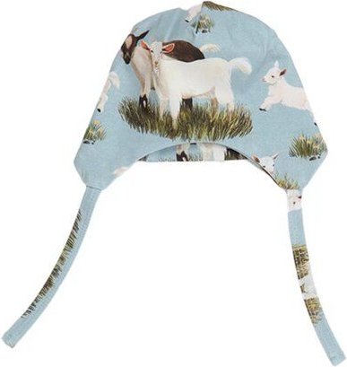 Baby Mütze GOTS zertifiziert, hellgrün, Allover, Bindebänder, Bio-Baumwolle – Walkiddy